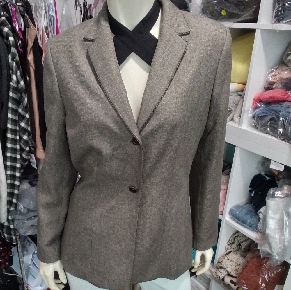 New Taylor B. Moss Taupe Blazer Size 10 - Picture 6 of 15
